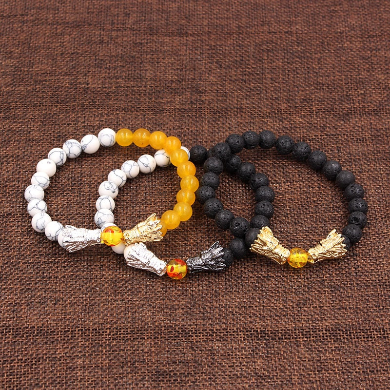 Natural Stone Dragon Beads Bracelet